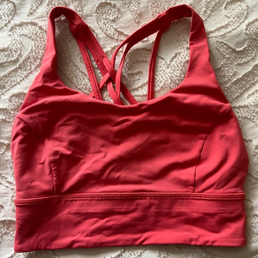 Lululemon energy longline bra size 6 without pads salmon